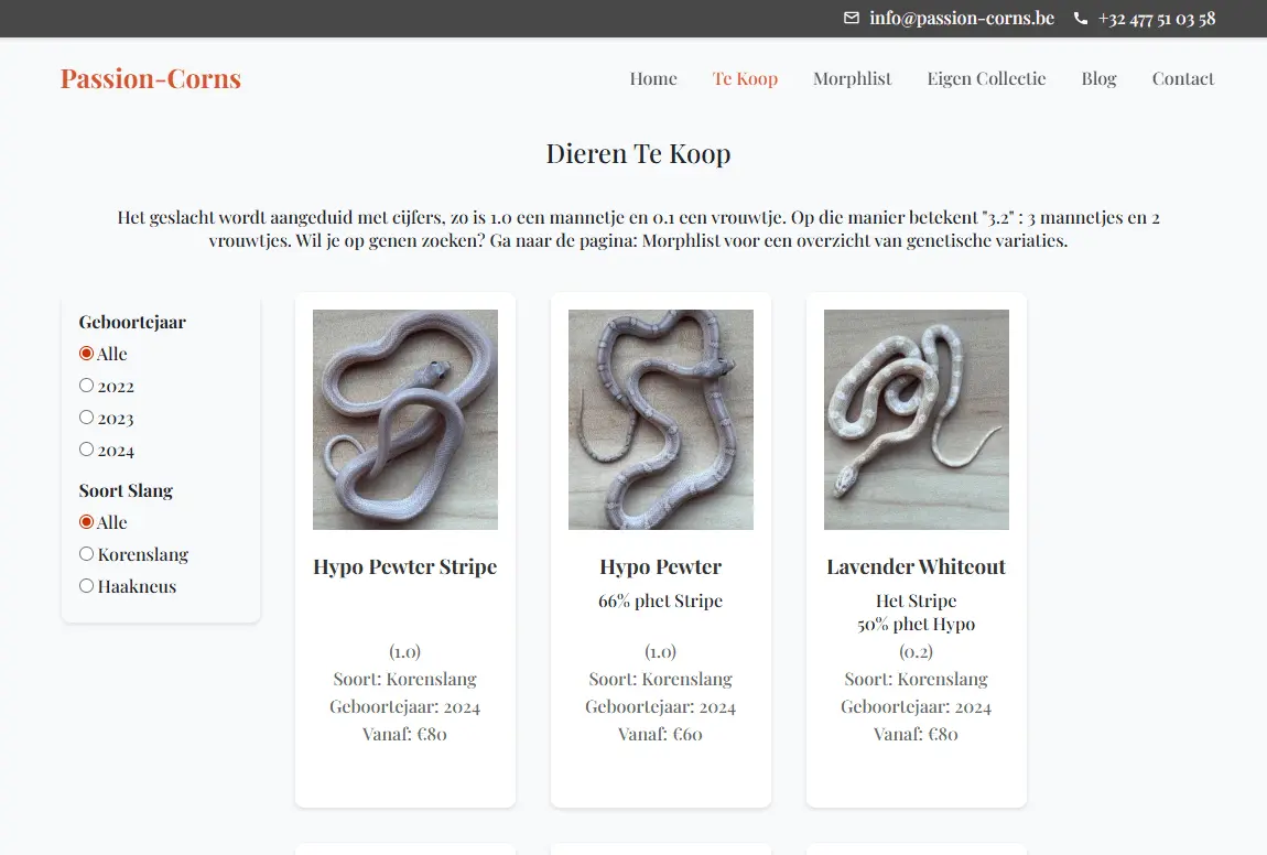 passion-corns.be homepage